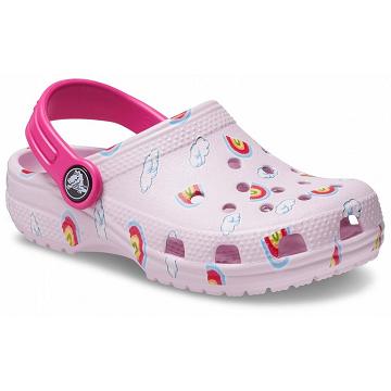 Crocs Classic Toddler Printed Girls' Clogs Pink | Australia 1543OKIR